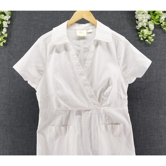 Anthropologie Maeve Women's Colette Wrap Short Sleeve White Midi Dress 1X - Picture 3 of 9